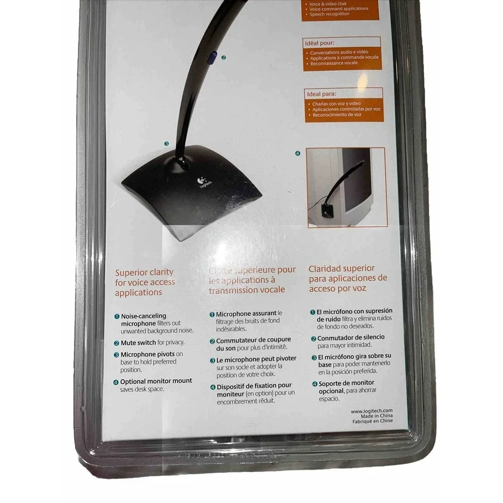 VTG Logitech‎ Black 3.5mm Connector Desktop Microphone, new & sealed 980240-0403